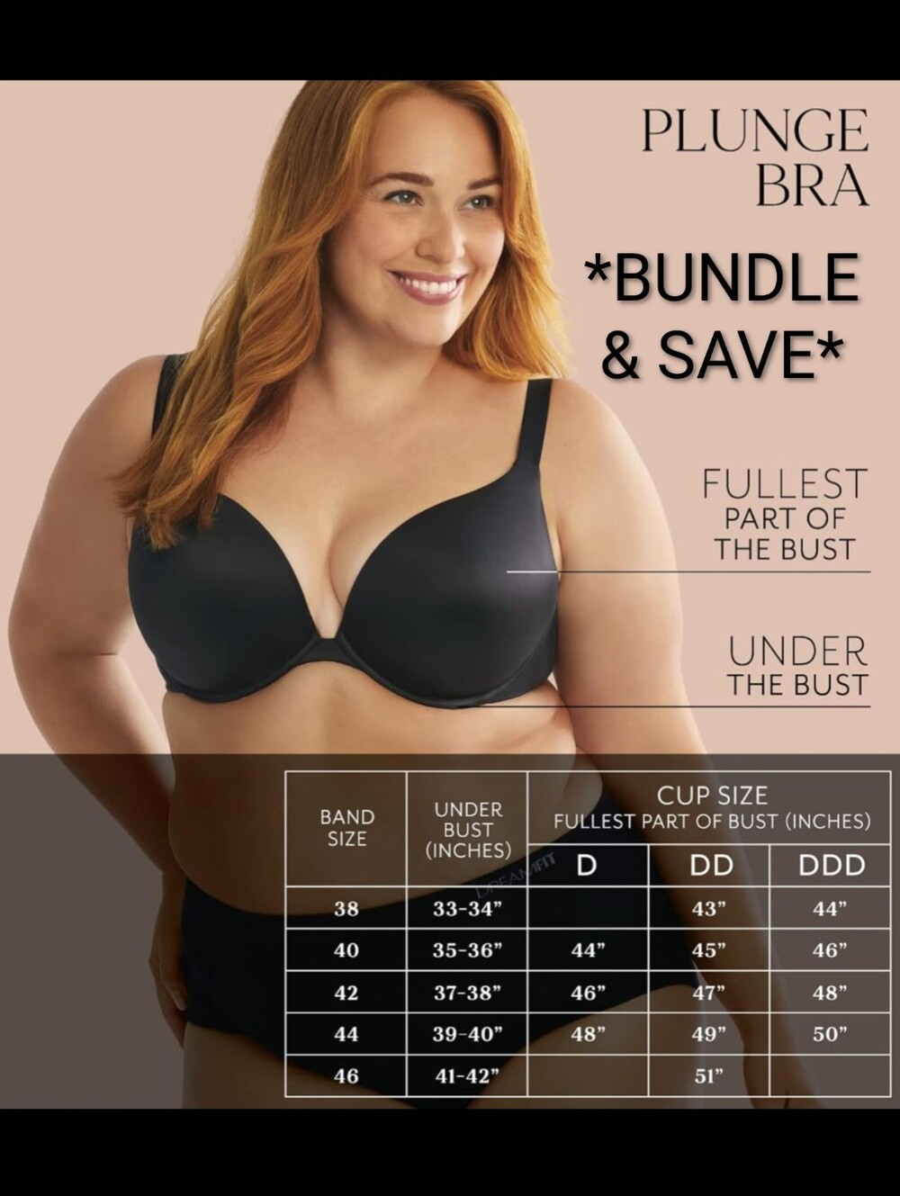 [3/$25] DREAMFIT MICROFIBER PLUNGE BRA - BLACK